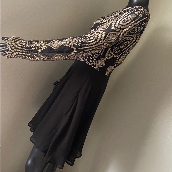 Altar'd State Black Dress with Gold Detailing - Picture 7 of 14